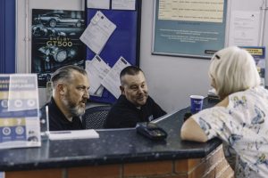 Mr Tyre Worksop customer receiving advice.