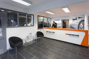 Mr Tyre reception with Hankook branded counter
