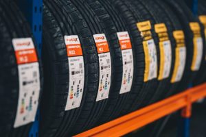 Tyre rack at Mr Tyre Nottingham