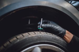 Tyre thread measurement.