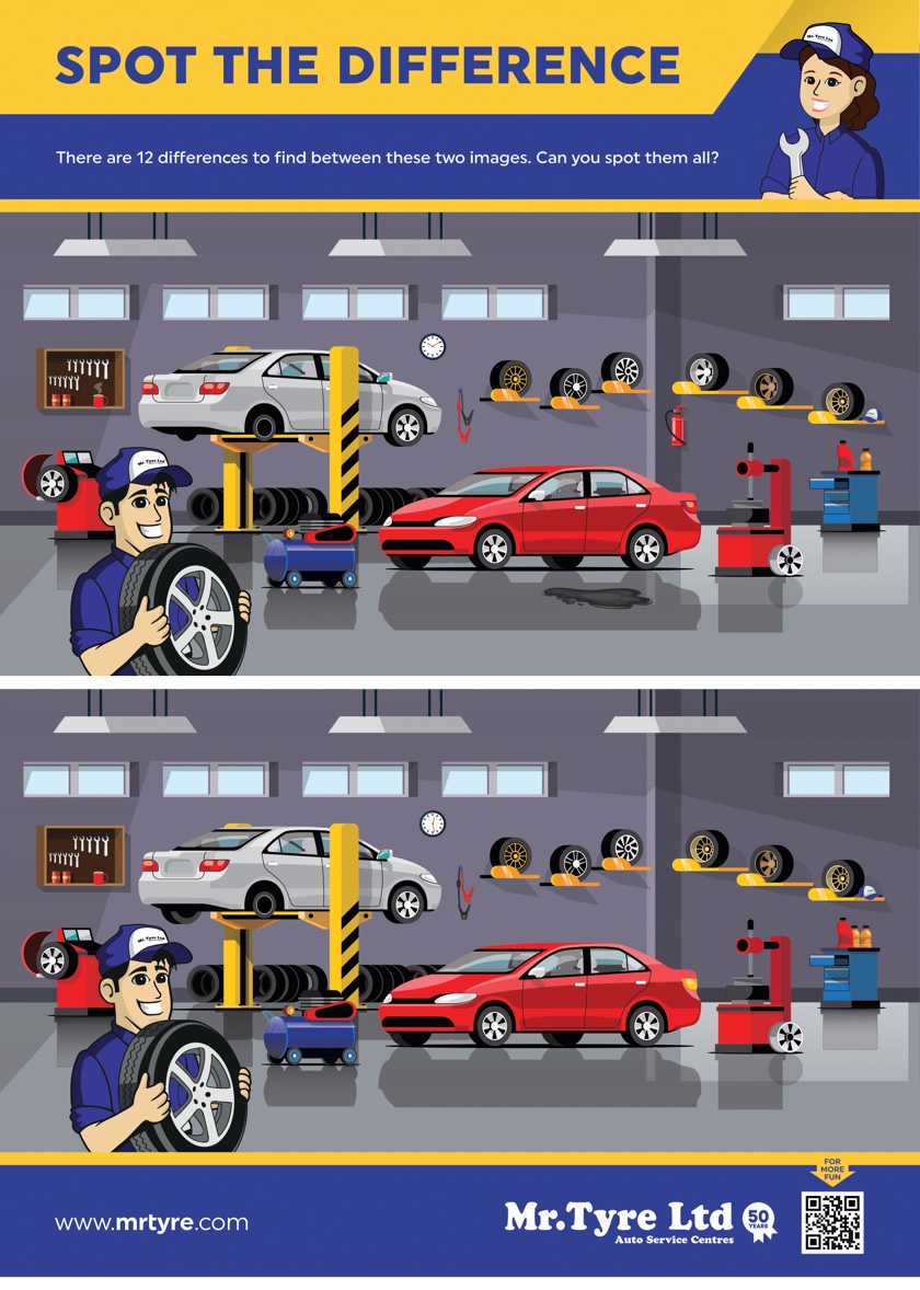 Spot the difference - Mr Tyre autocentre scene