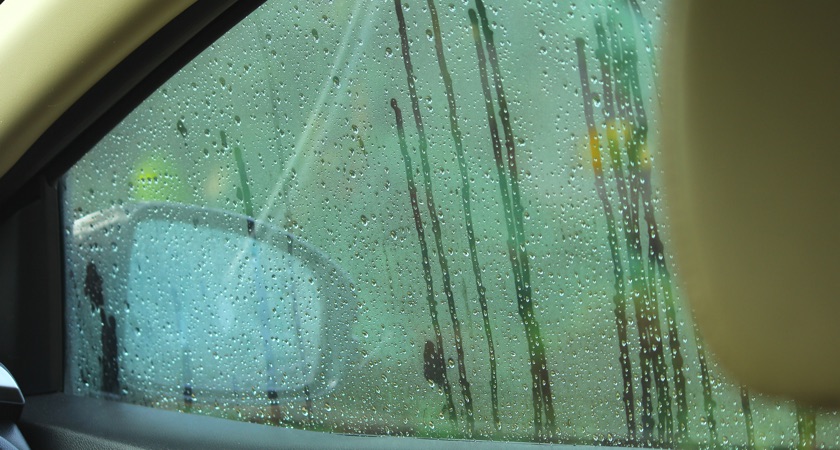Car window with water marks